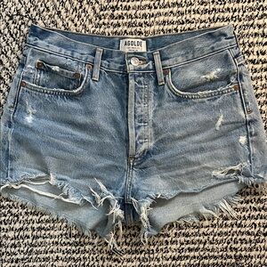 AGOLDE Parker Vintage Cutoff Denim Shorts in Light Blue